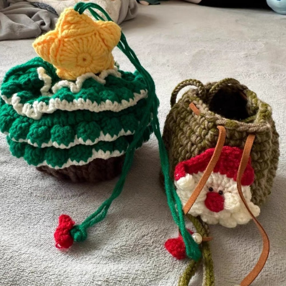 Handmade Crochet Christmas knit bag